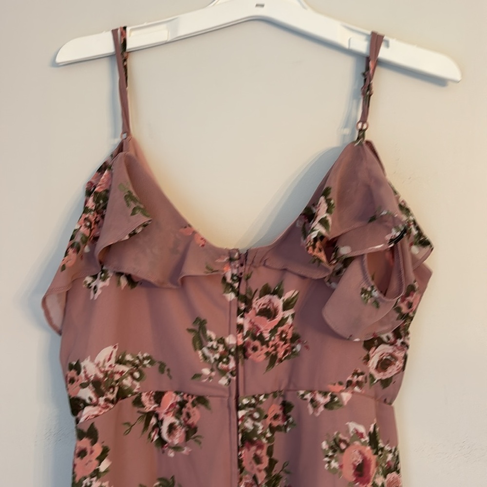 Charlotte Russe Mauve Floral Flowy Midi Dress Off the Shoulder Size Medium - Picture 6 of 7